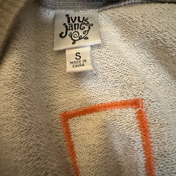 Ivy Jane Boho Short Sleeve Open Cardigan With Embroidered Cross, Size Small - Picture 3 of 4